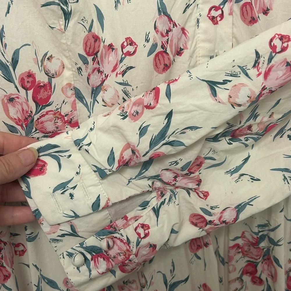 Dainty Jewells Floral Long Sleeve Dress - Pink and Cream - Picture 5 of 7